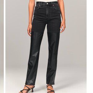 Abercrombie & Fitch Mixed Fabric Ultra High Rise 90s Straight Jean Sz 26